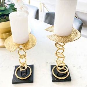Gold Abstract Marble Candle Holder